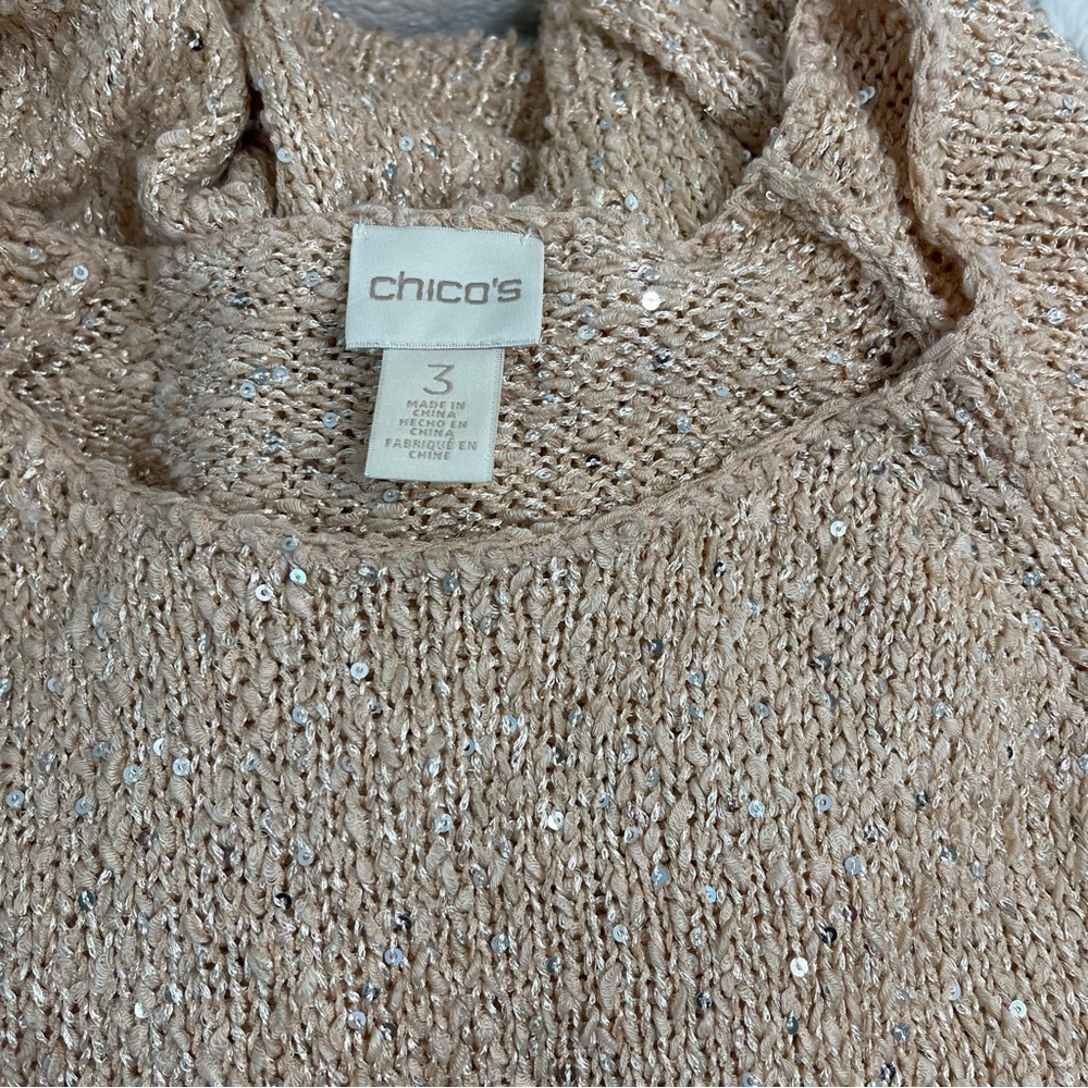 Champagne Sequin Knit Sweater Top Size 3 – Shimmer Metallic Party Holiday